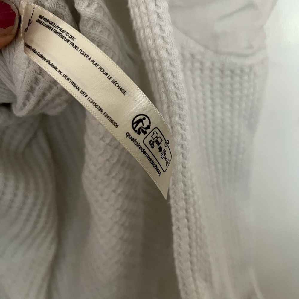 FP One Blake Thermal Oversized Scoop Neck Cotton Shirt Coconut Milk | Size M - Picture 6 of 7